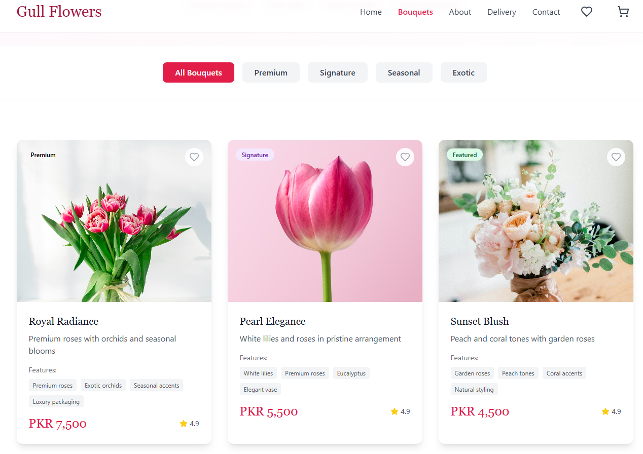 Gull Flowers — Luxury Local Florist Concept Site Interface Screenshot 3